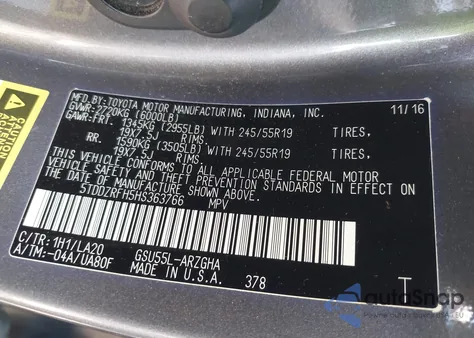 2017 Toyota Highlander Limited z USA, uszkodzony, nr VIN 5TDDZRFH5HS363766